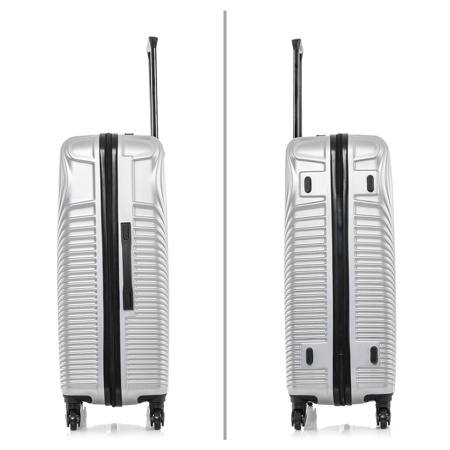 Alt View 2. DUKAP - Inception Lightweight Hardside Spinner 3 Piece Luggage Set  20"/24"/28" - SILVER.