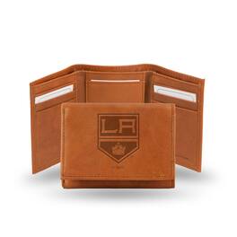 Rico Industries - Los Angeles LA Kings NHL Team Logo Embossed Brown Leather Trifold Wallet - Multi