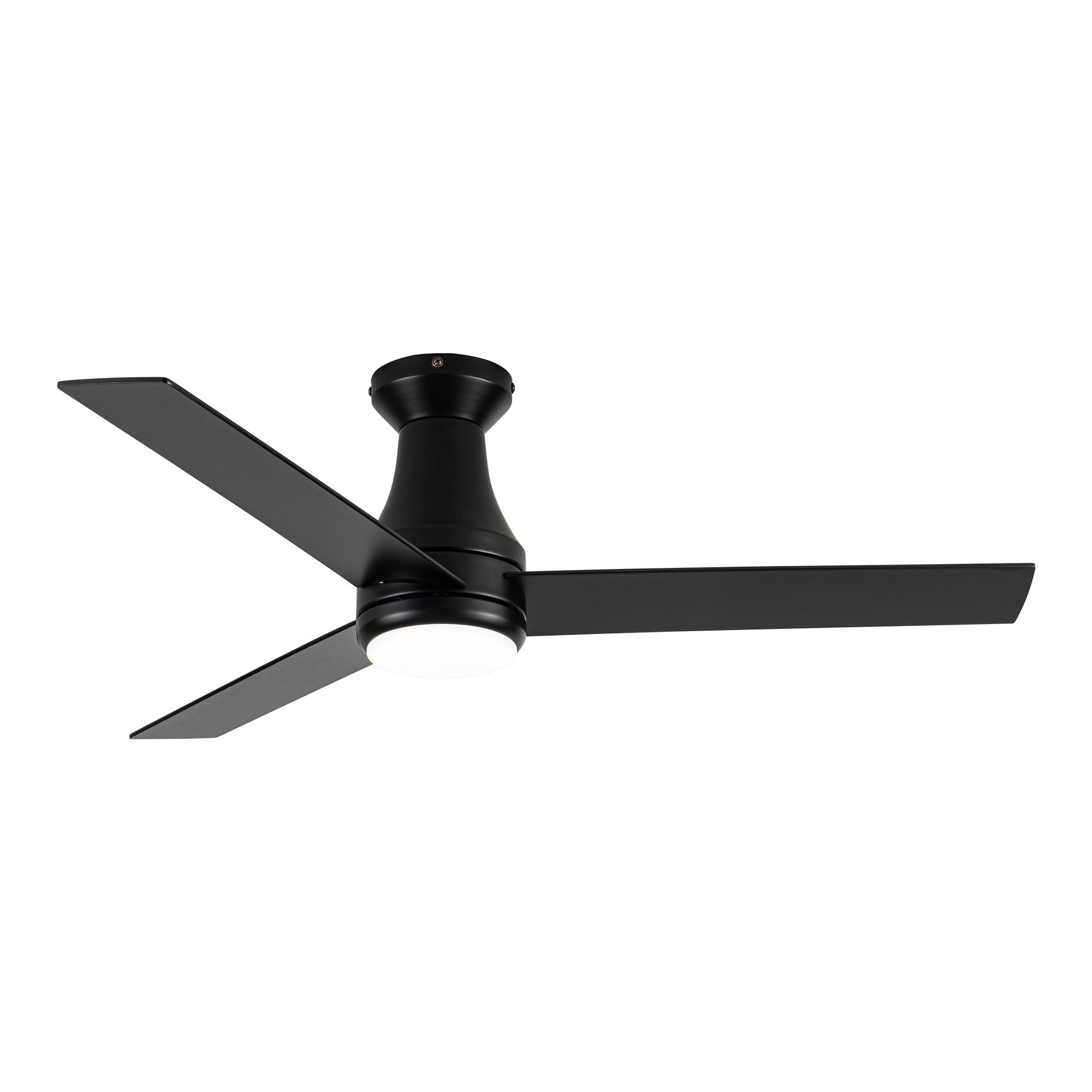 Alt View 1. Vaczon - 48" Industrial Black Flush Mount Ceiling Fan with Light and App Control - Black.