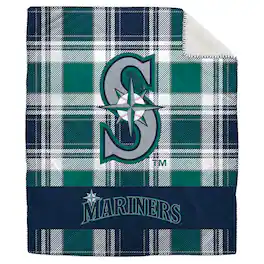 Pegasus - Seattle Mariners 50" x 60" Plaid Flannel Sherpa Plush Blanket - Multicolor