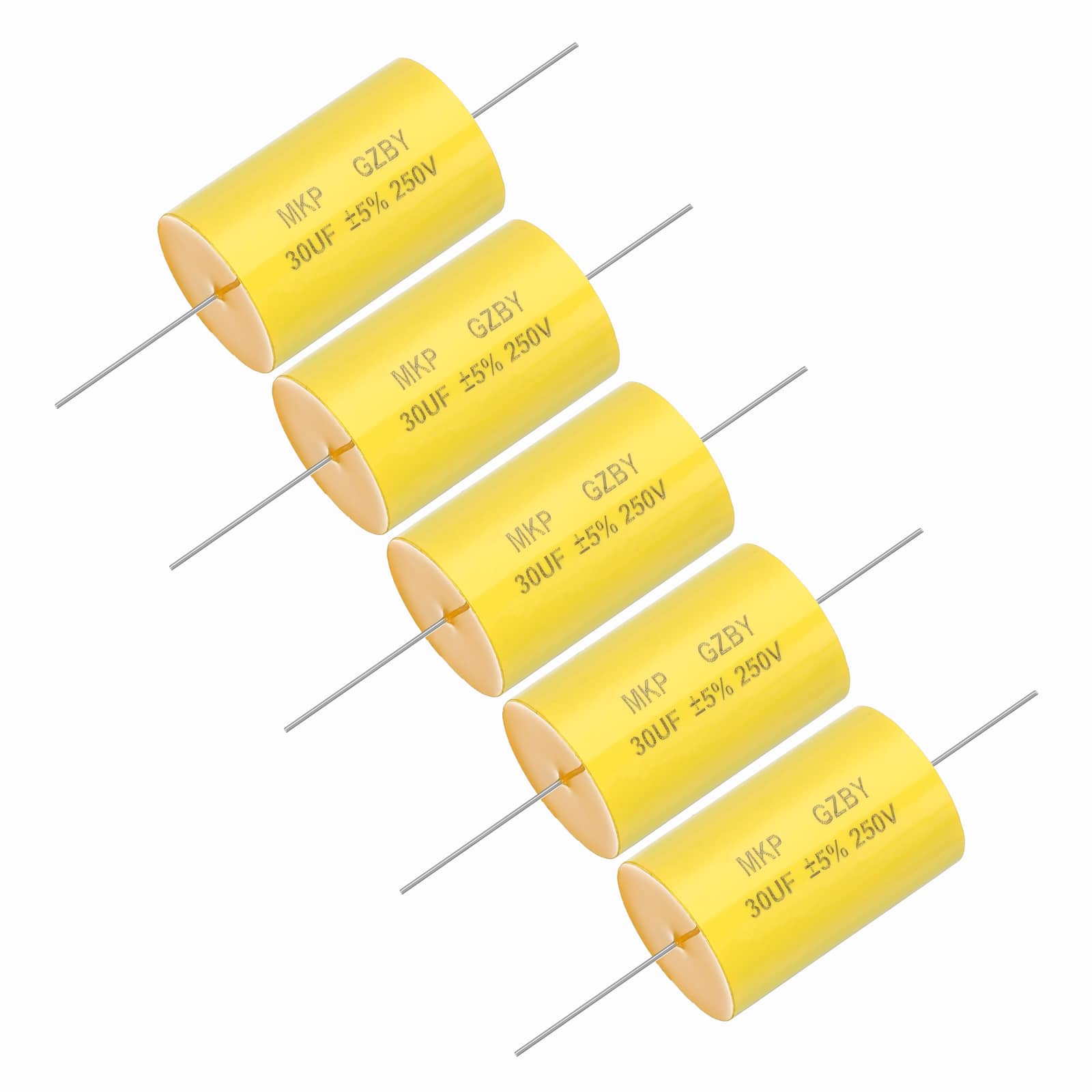 Unique Bargains - 5pcs 30uf Frequency Divider Capacitor, 250V Axial Audio Speaker Crossover MKP Film Capacitor - Yellow price history on PriceWatchPro