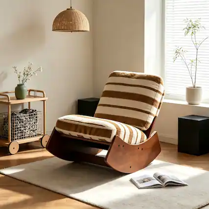Front. Loheer - Loheer Yellow Glider Rocking Chair Solid Wood Frame Upholstered Accent Reading Chair for Nursery Bedroom Living Room - Yellow.