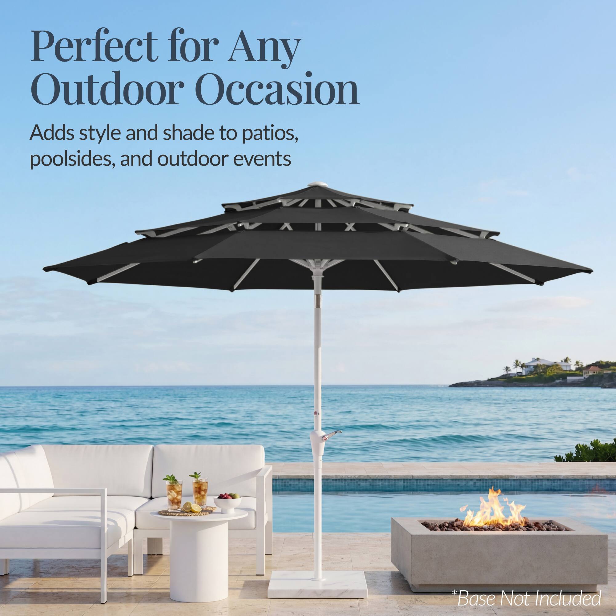 Perfect for Any Outdoor Occasion  
Adds style and shade to patios, poolside, and outdoor events  
*Base Not Included