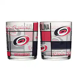 Logo Brands - Carolina Hurricanes 12oz. Quilted Stained Two-Pack Rocks Glass Set - Multicolor