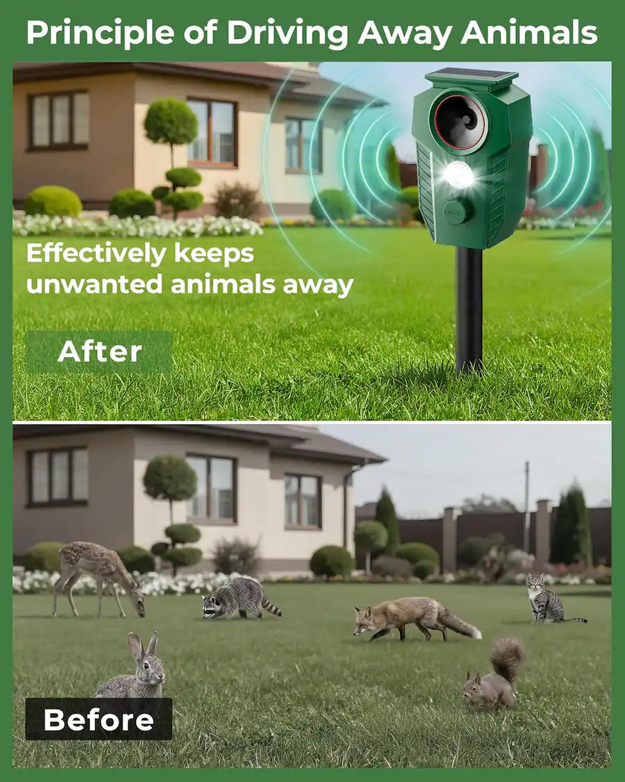 Barnyard Raccoon Yardgrace 4 Pack SolarPowered Ultrasonic Animal Repeller MotionSensor ...