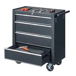 Winado - 4-Drawer Rolling Tool Chest with Lock & Key Tool Storage Cabinet with Wheels - Black