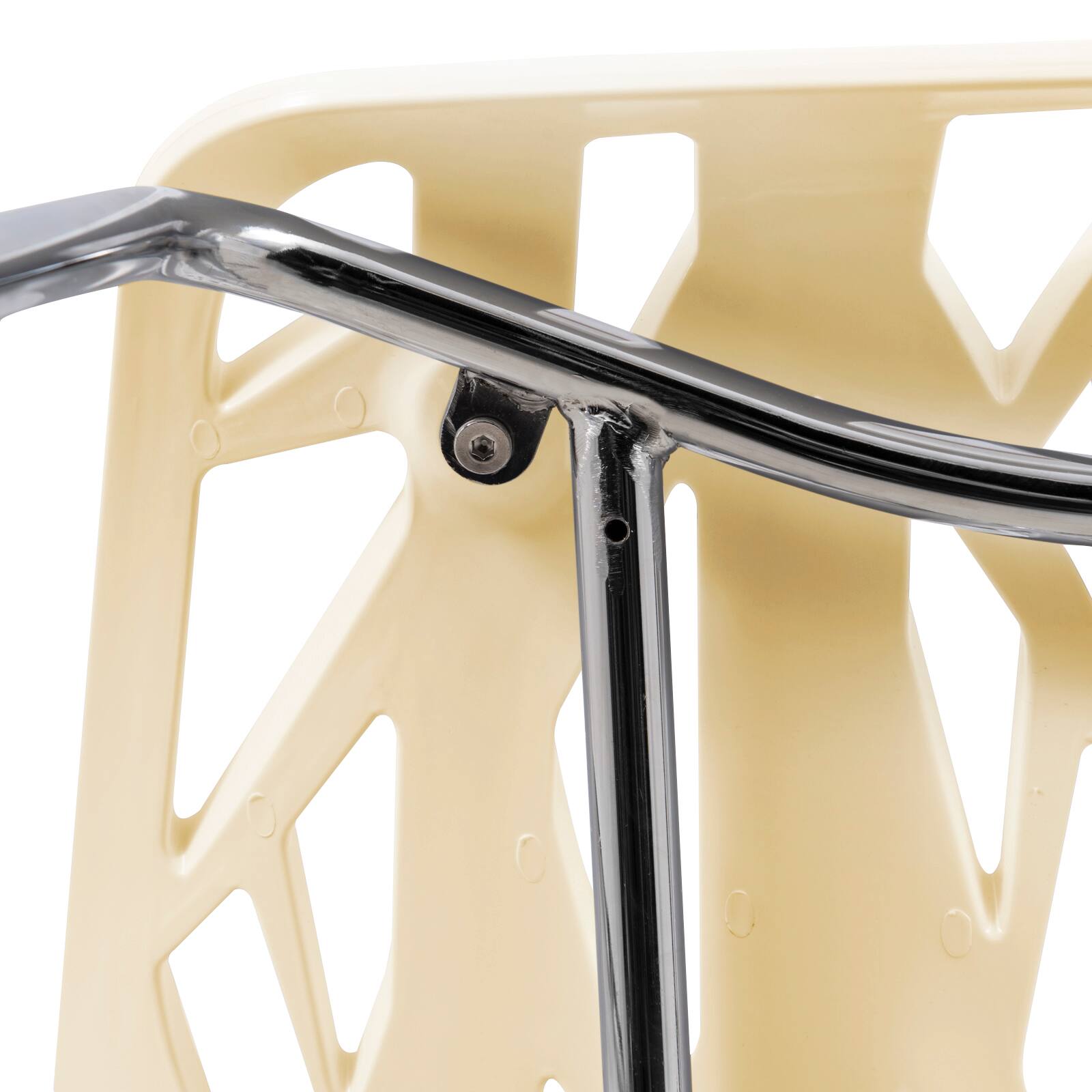 Alt View 8. LeisureMod - Asbury Stackable Modern Dining Chair with Cut Out Design and Chrome Legs Side Chair for Home Living Room - Cream.