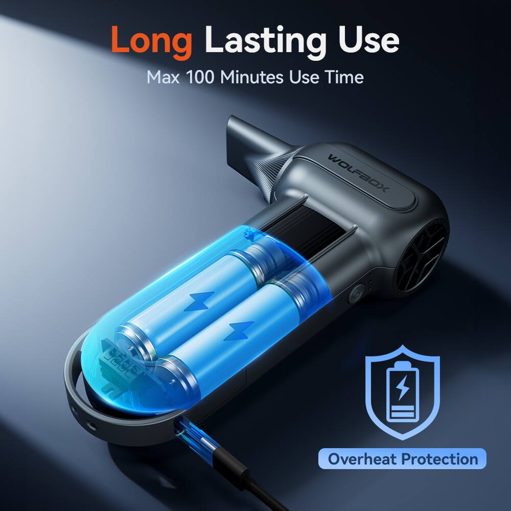 Long Lasting Use  
Max 100 Minutes Use Time  
WOLFBOX SA5E  
Overheat Protection