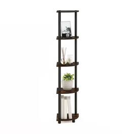 Hivvago - 5-Shelf Modern Corner Bookcase - Black Brown Wood Finish