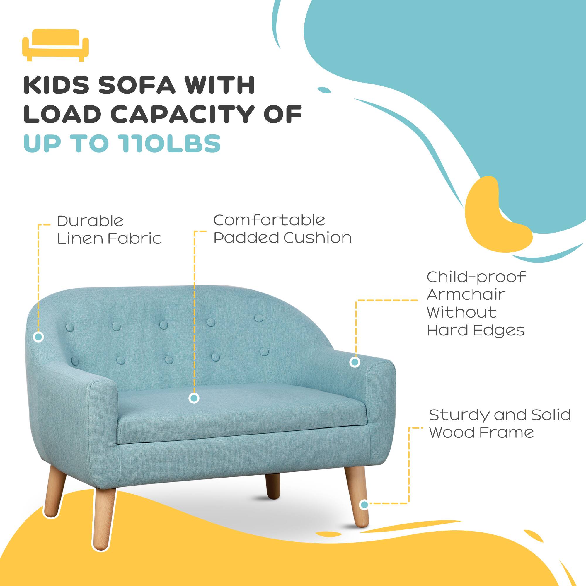 KIDS SOFA WITH LOAD CAPACITY OF UP TO 110LBS

- Durable Linen Fabric
- Comfortable Padded Cushion
- Child-proof Armchair Without Hard Edges
- Sturdy and Solid Wood Frame
