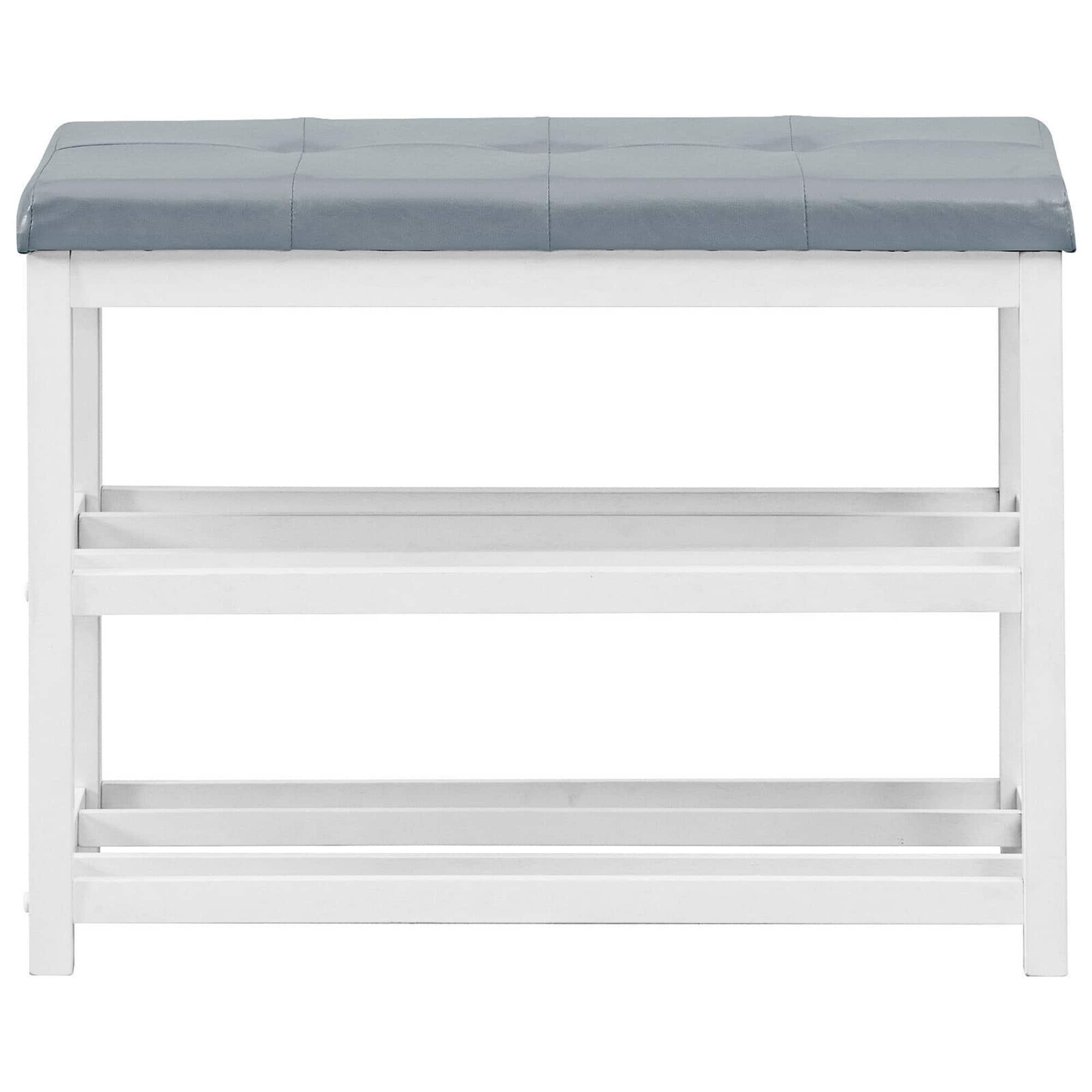 Alt View 19. Costway - 2-Tier Wooden Shoe Rack Bench w/Padded Seat for Entryway Bedroom White - White.