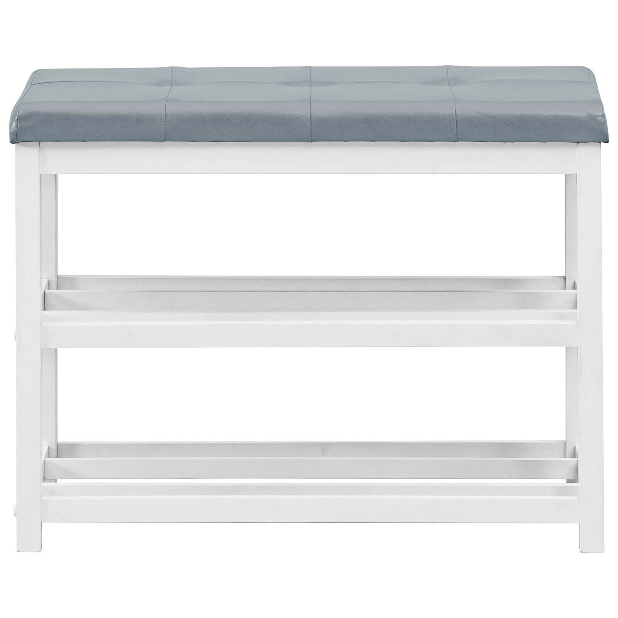 Alt View 19. Costway - 2-Tier Wooden Shoe Rack Bench w/Padded Seat for Entryway Bedroom White - White.