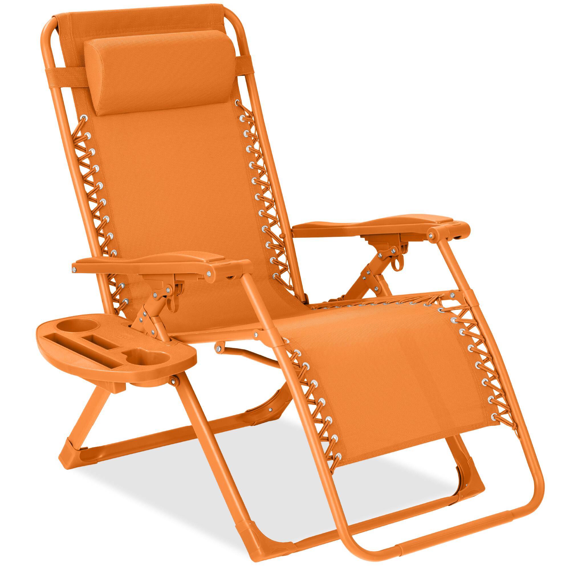 Best Choice Products - Monochromatic Zero Gravity Chair, Folding Patio Recliner w/Side Tray, Headrest - Tangerine price history on PriceWatchPro
