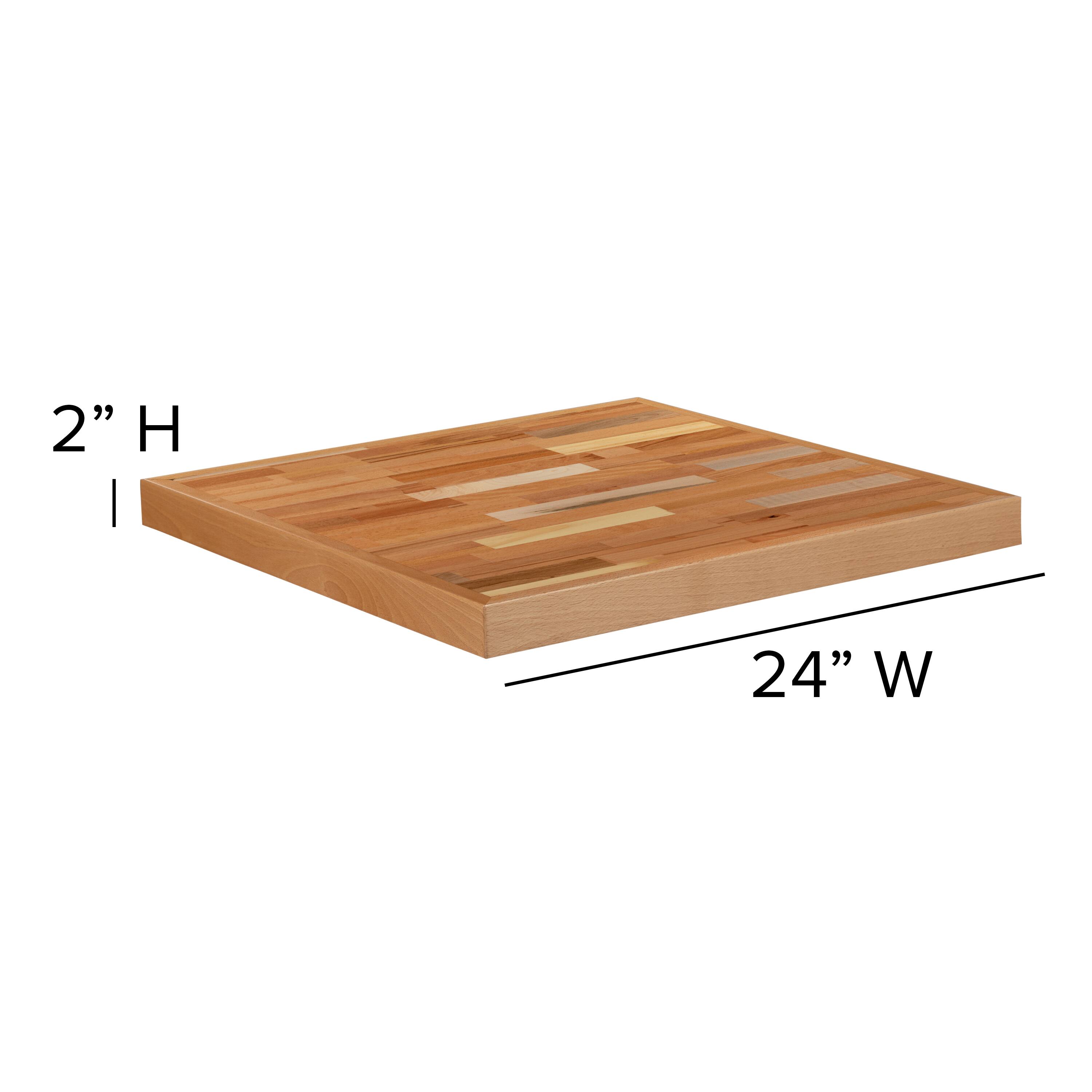 Alt View 3. Emma + Oliver - Square Butcher Block Style Table Top - Restaurant Table Top - Natural.