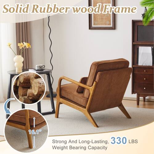 Solid Rubber wood Frame  
16.1"  
Strong And Long-Lasting, 330 LBS Weight Bearing Capacity