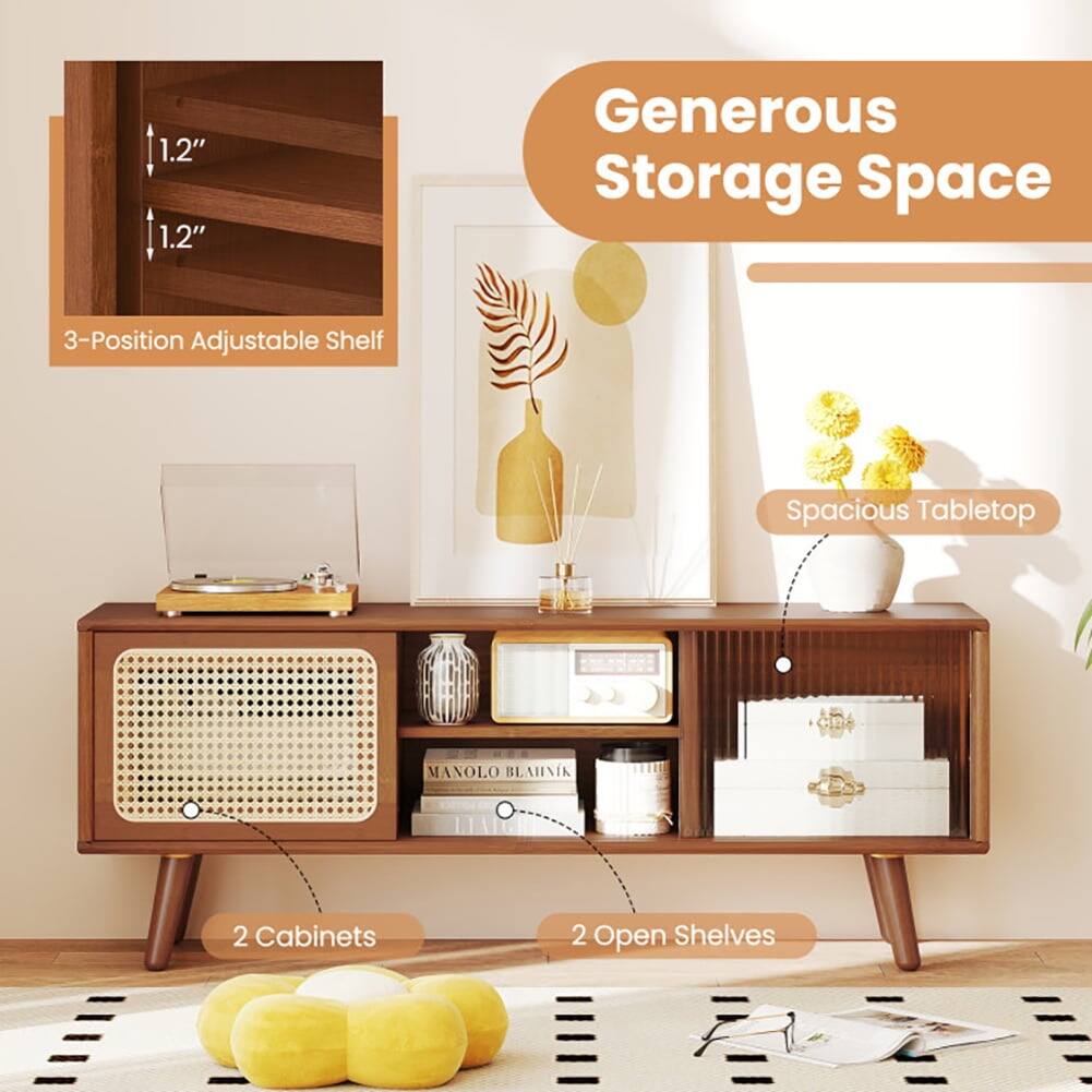1.2" Generous Storage Space  
3-Position Adjustable Shelf  
Spacious Tabletop  
2 Cabinets  
2 Open Shelves