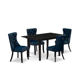 East West Furniture - 5 Piece Dining Table Set Contains a Rectangle Wooden Table with Butterfly Leaf - Black
