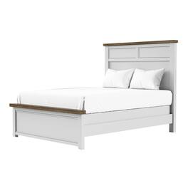 Manhattan Lane - Tela Twin Size Bed w Recessed Panel Headboard, Dark Brown Trim - White, Dark Brown
