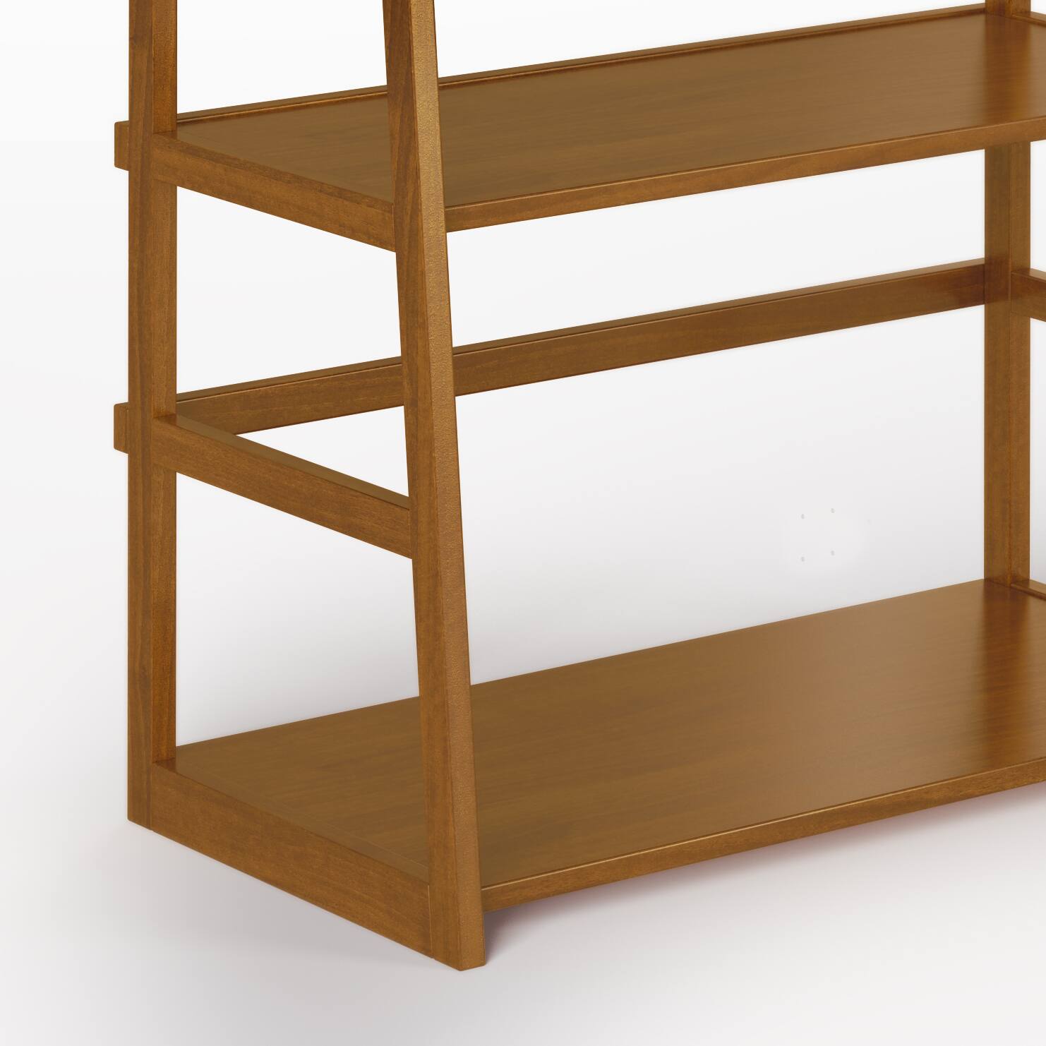Alt View 12. Simpli Home - Acadian Solid Wood 63 inch x 30 inch Rustic Ladder Shelf Bookcase - Light Golden Brown.