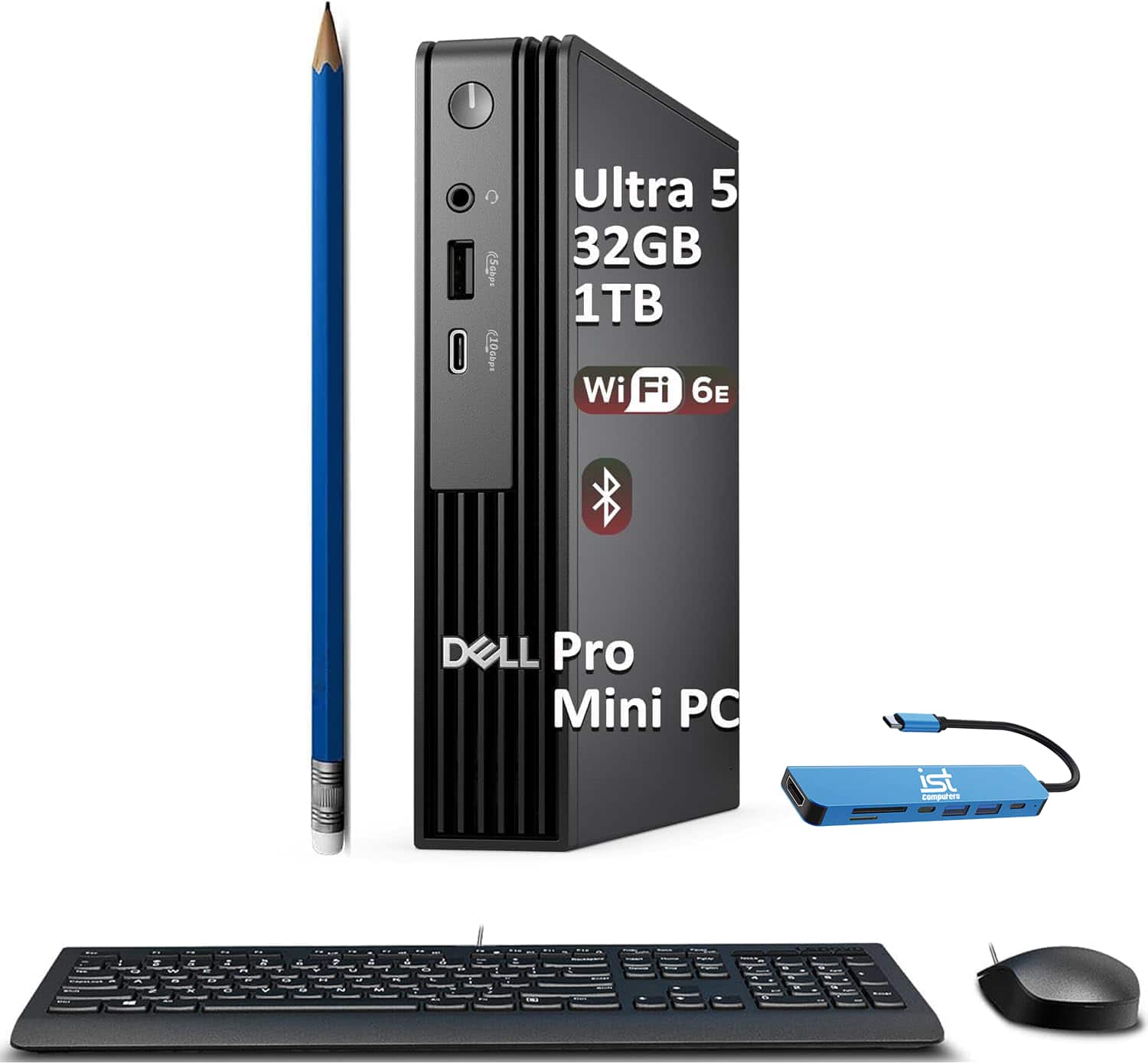Dell - Pro Micro QCM1250 Desktop Computer - Intel Core Ultra 5 with 32GB Memory - 1TB SSD - Windows 11 Pro - ‎Black