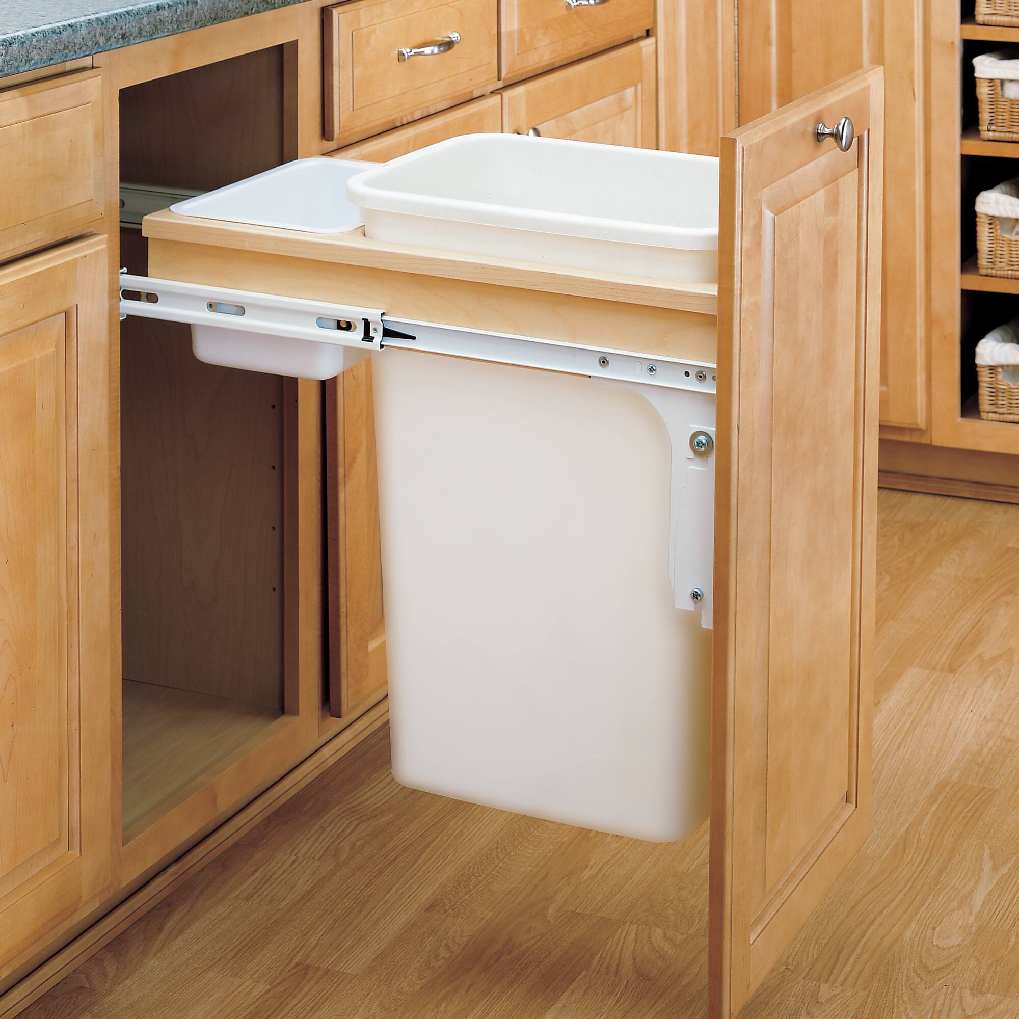 Alt View 1. Rev-A-Shelf - Rev-A-Shelf Pullout Trash Can, Full-Height Cabinet, 50 qt., White,4WCTM-1850DM-1 - Brown.