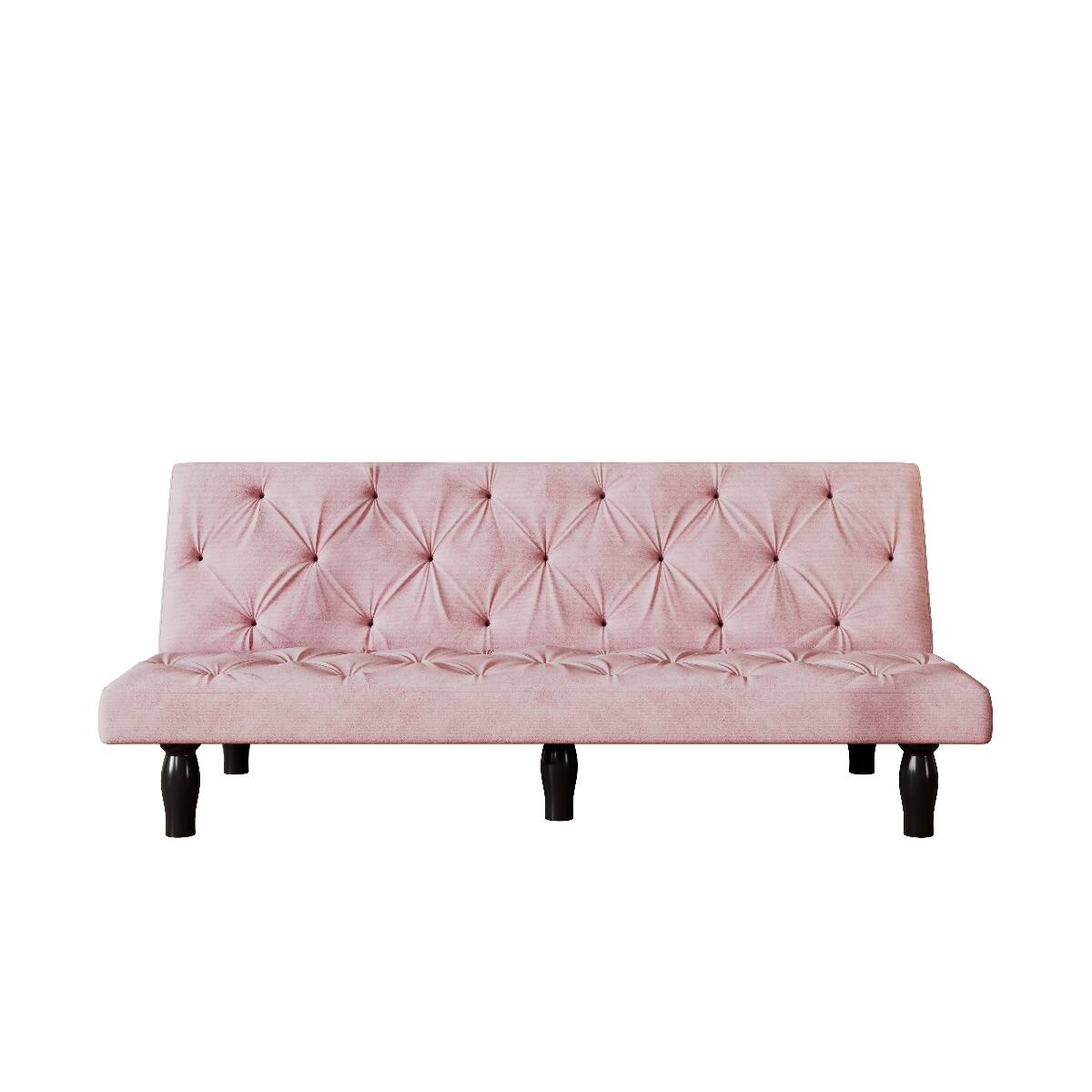 Alt View 4. Ropilly - Ropilly 66 Inch Pink Velvet Sofa Bed Convertible Futon Sofa Bed with Adjustable Backrest - Pink.