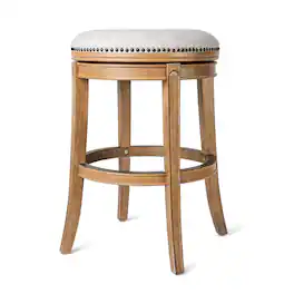Maven Lane - 30" Alexander Backless Bar Stool Finish with Fabric Upholstery - Weathered Oak