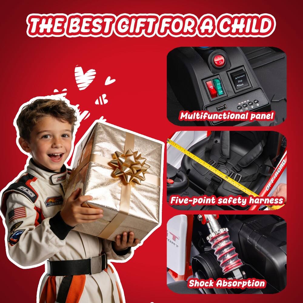 THE BEST GIFT FOR A CHILD

A Forward Stop Back

B S

Multifunctional panel

Five-point safety harness

Shock Absorption