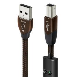 AudioQuest - Coffee USB-A > B 5.25' Digital High-Definition Audio Cable with USB-A to USB-B Connectors - Gray on Black