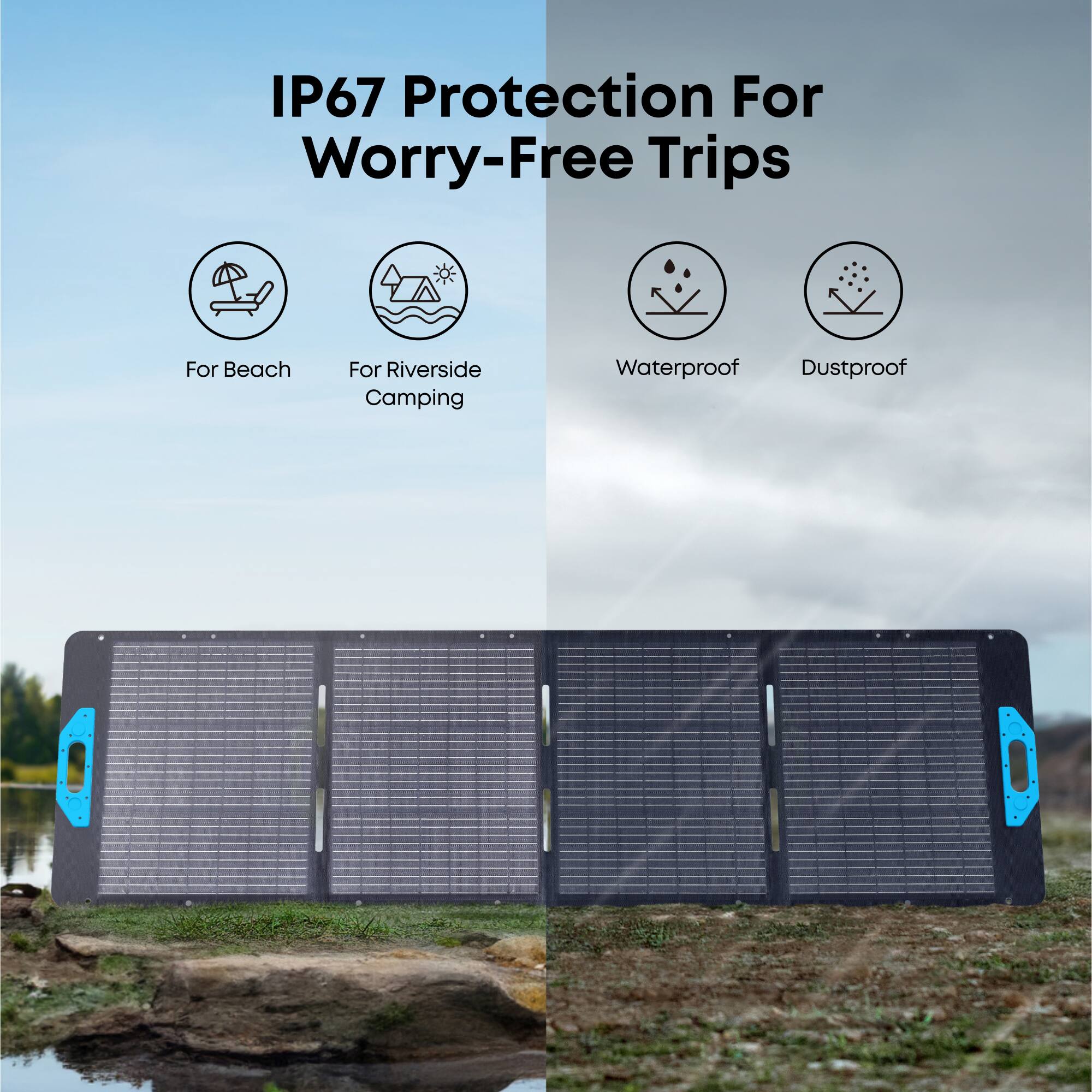 IP67 Protection For Worry-Free Trips

- For Beach
- For Riverside Camping
- Waterproof
- Dustproof