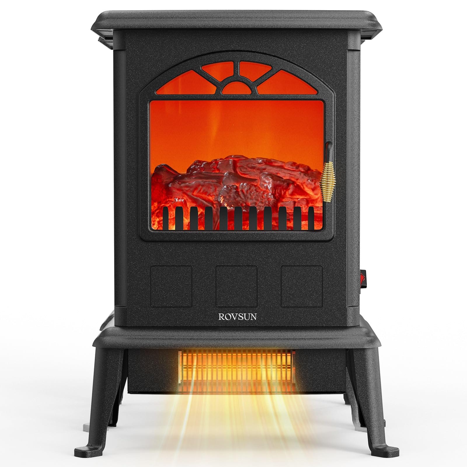 Winado - 22 Inch Freestanding Electric Fireplace Heater 1500W Adjustable Flames - Black
