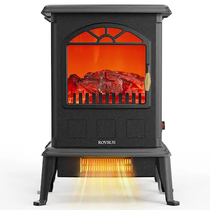 Front. Winado - 22 Inch Freestanding Electric Fireplace Heater 1000W/1500W Adjustable Temperature w/Realistic Flame Effect Space Heater - Black.