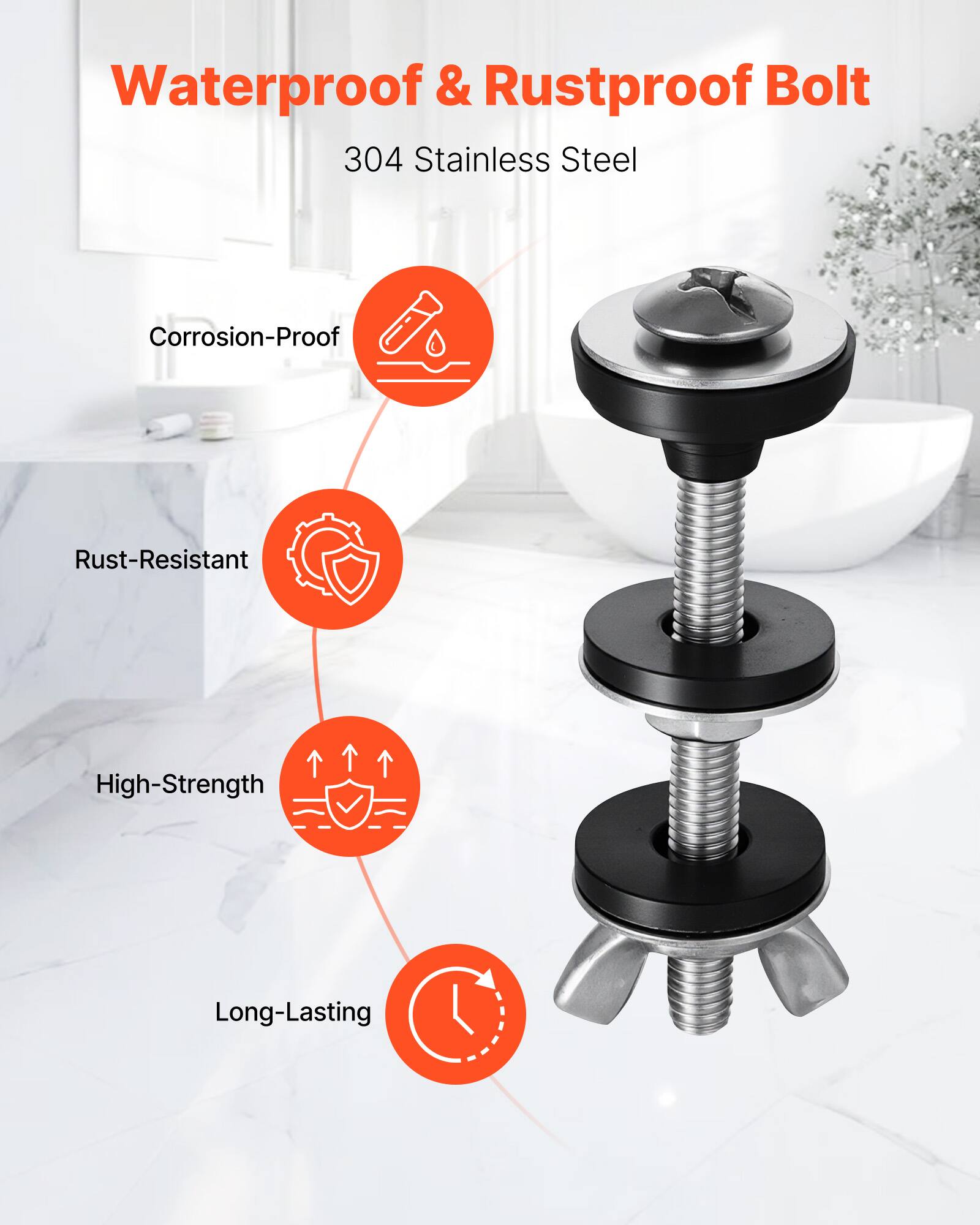 Waterproof & Rustproof Bolt  
304 Stainless Steel  

- Corrosion-Proof  
- Rust-Resistant  
- High-Strength  
- Long-Lasting