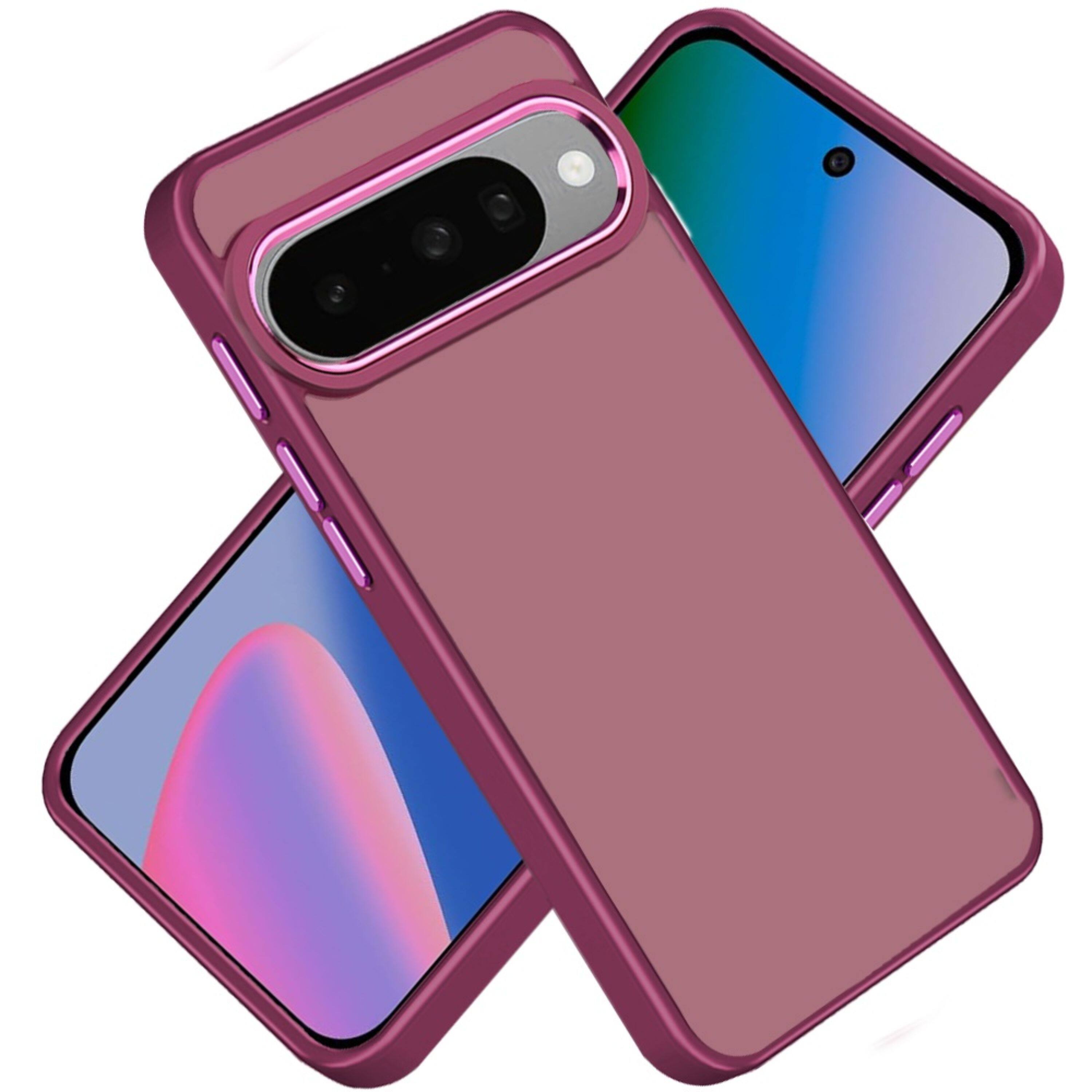Left. Kitcheniva - Durable Thick Acrylic Case With Tempered Glass For Google Pixel 10 / 10 Pro Burgundy - Burgundy.