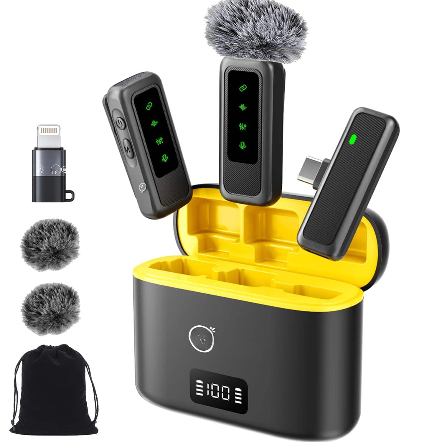 Earthley Blooms - Wireless Lavalier Microphone For Android Pc Ipad With 48h Charging Case Range Noise Cancelling Mini Mic Vlog - Default