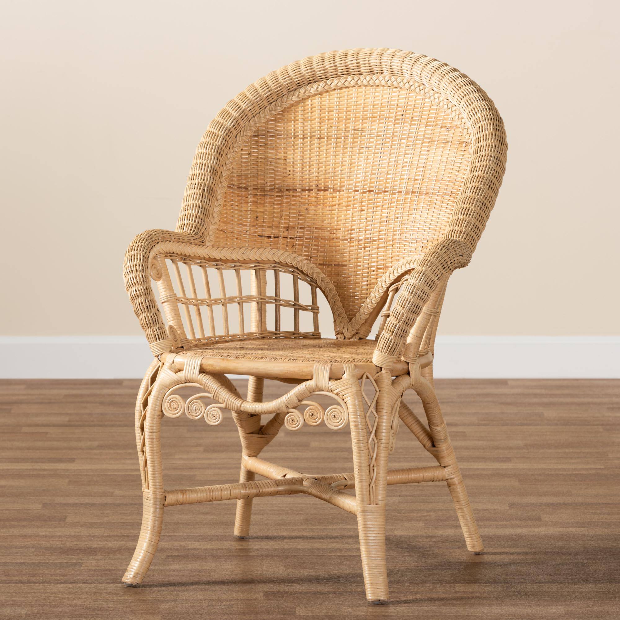 Alt View 5. bali & pari - Ratu Modern Bohemian Rattan Accent Chair - Natural Brown.