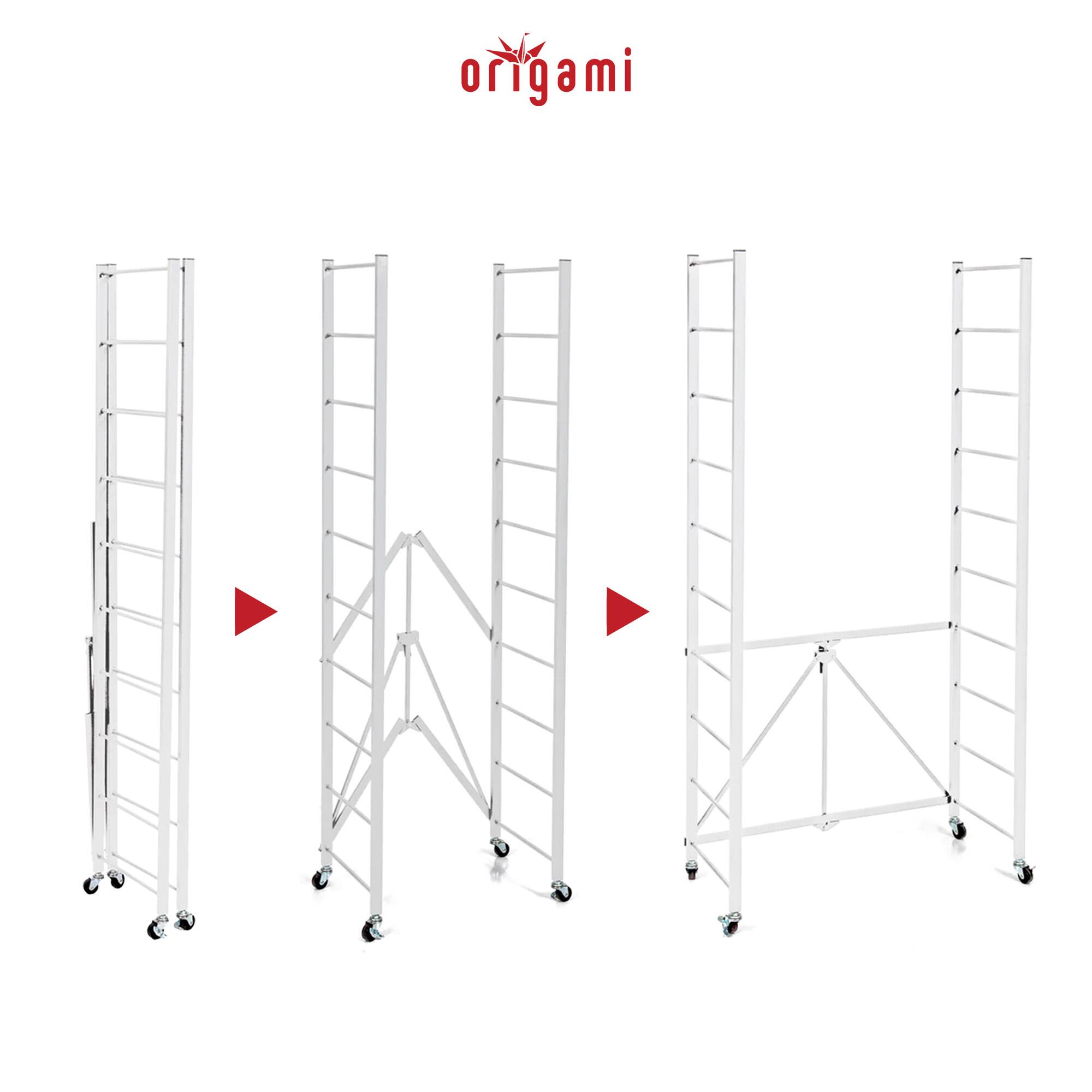 Alt View 4. Origami - Origami R2 Series Folding Steel Storage Rack with Adjustable Shelves, White - White.