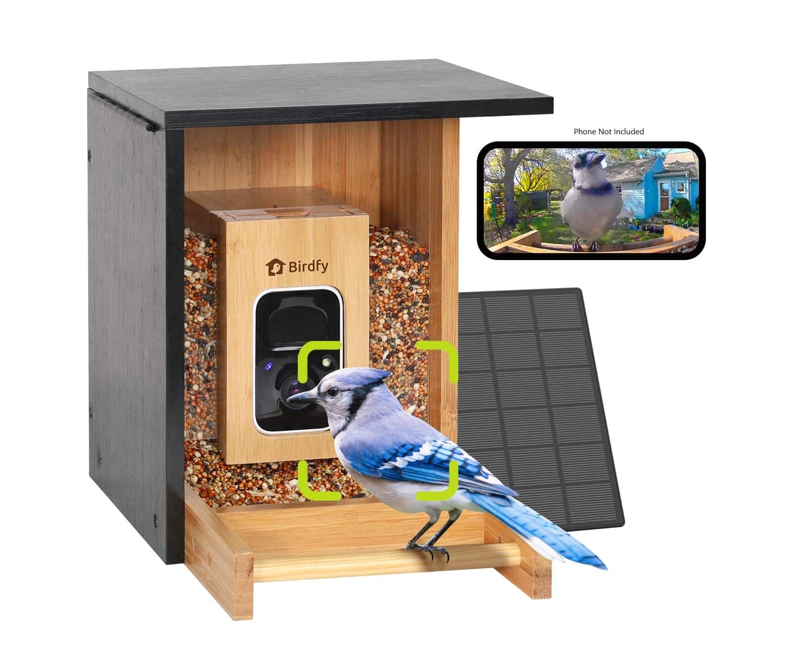 BIRDFY - Bamboo Feeder Mini – 1080P HD, Night Vision, Lifetime Free AI, Perfect Outdoor Gift for Bird Lovers - Natural Bamboo & Black - Front_Zoom