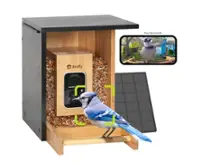 BIRDFY - Smart Wild Bird Feeder with Camera for Outdoor , AI Enabled Bird Recognition & Solar Power - Natural Bamboo & Black - Front_Zoom