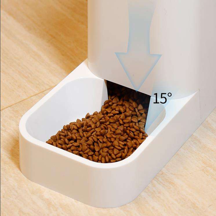 Alt View 2. Cluzine - Automatic Pet Food Dispenser & Water Feeder Bowl, Separate Design for Puppies & Kittens - White.