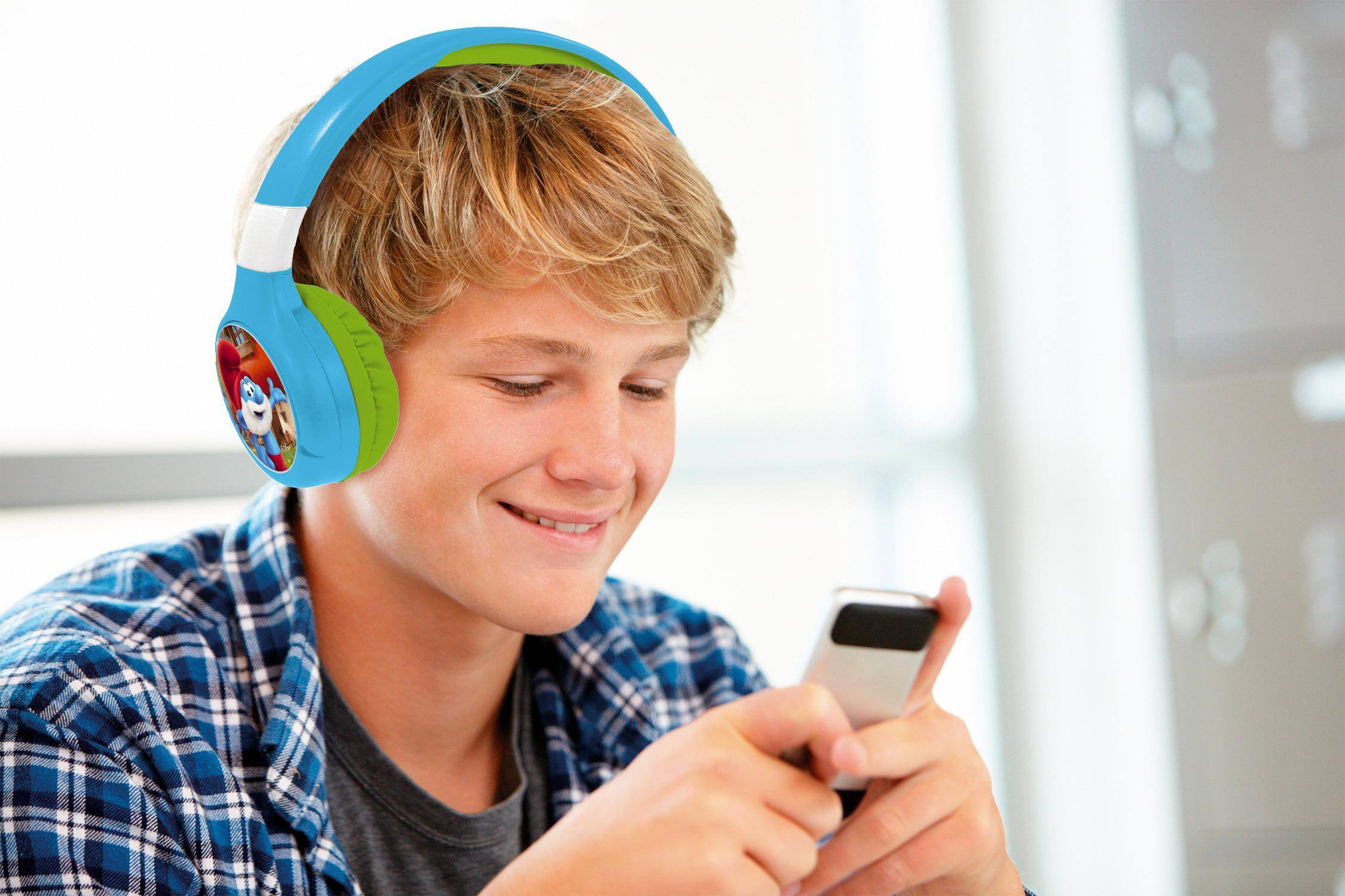 Alt View 9. Lexibook - Smurfs 2-in-1 Bluetooth Foldable Headphones with Safe Volume for Kids.