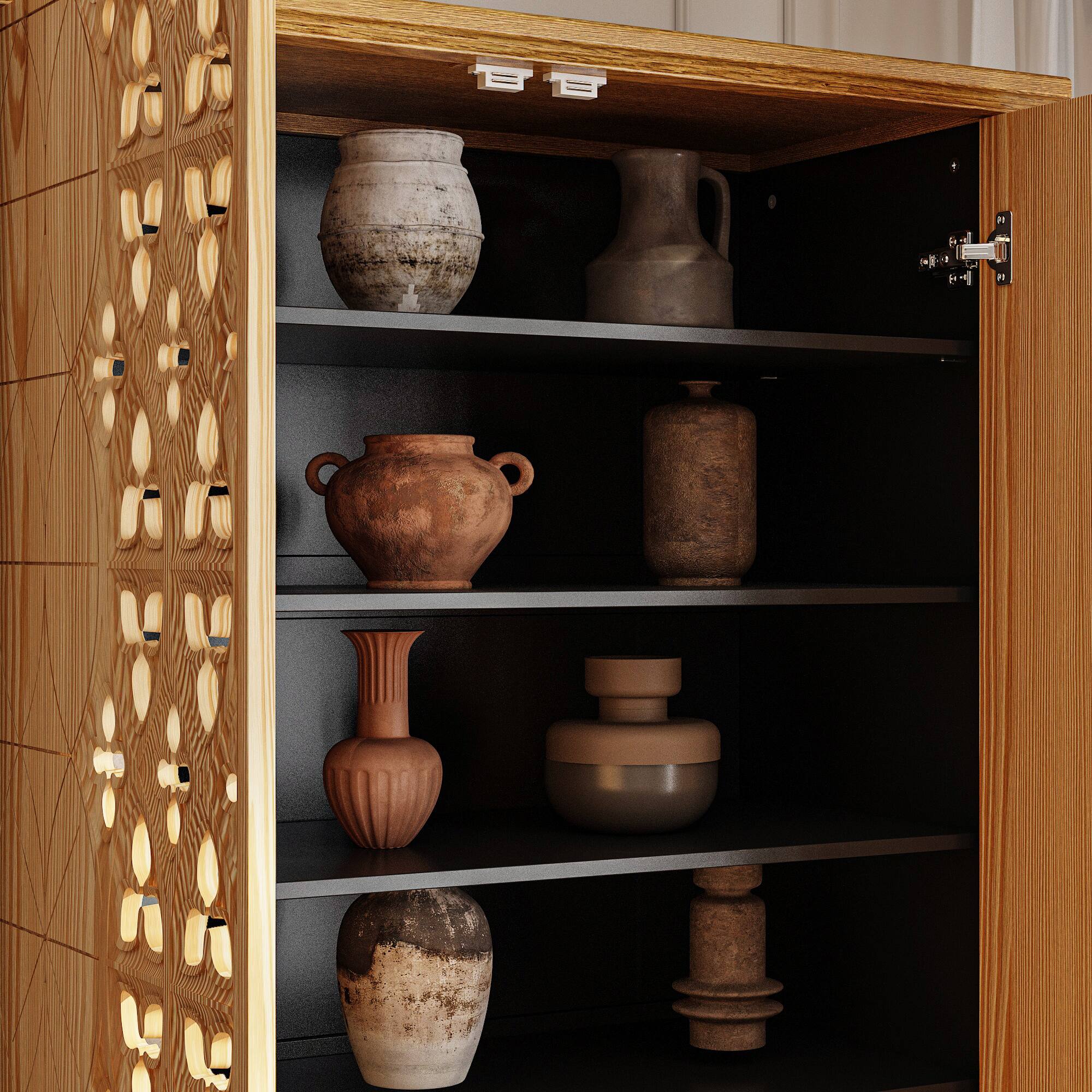 Alt View 9. Famapy - Famapy Press - Latch Display Cabinet with Anti - Tip - Artistic Storage for Home - Wooden & Black.
