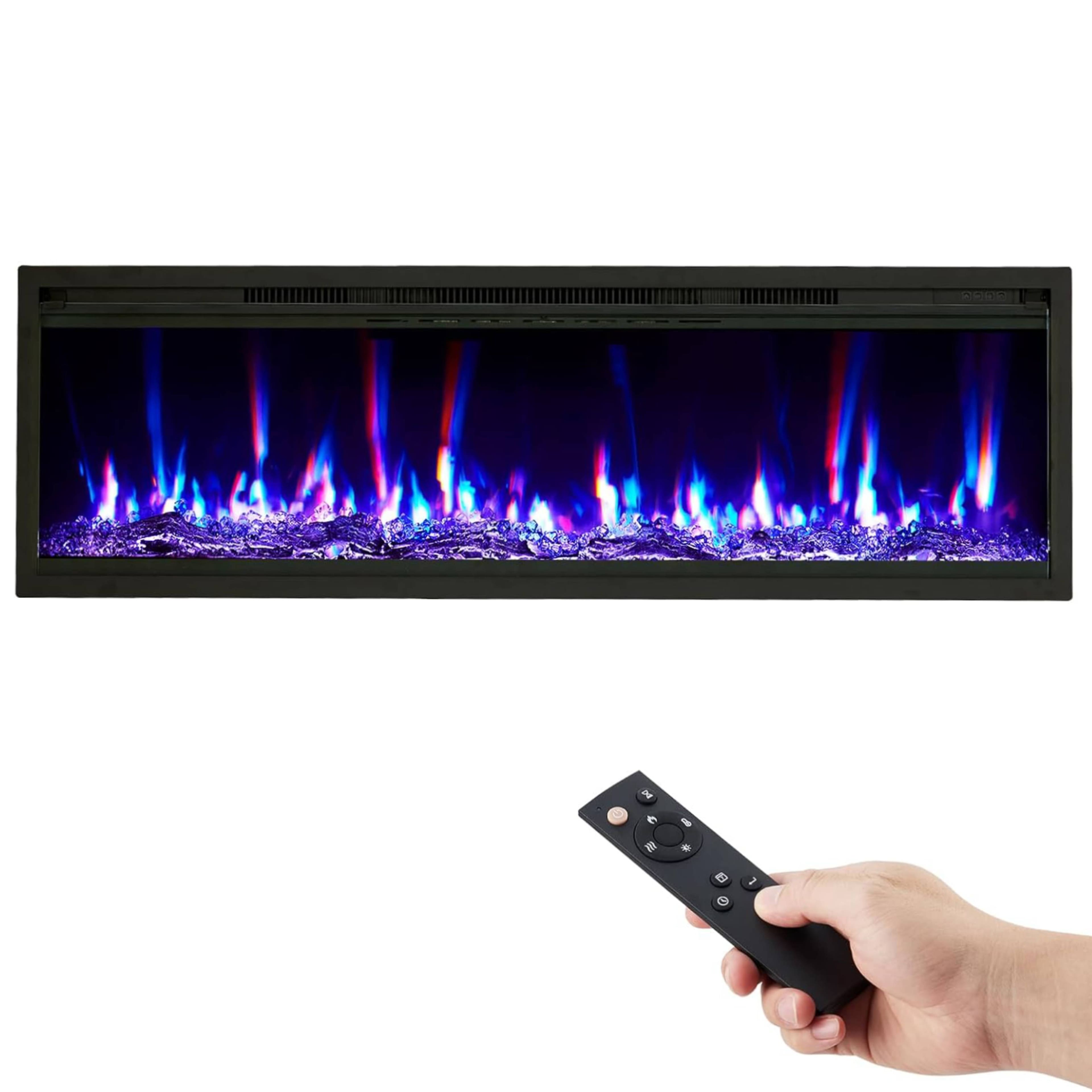 Front. GARVEE - Wall Mounted 60" Electric Fireplace Heater with Remote Control, 750W/1500W with Timer - Black.