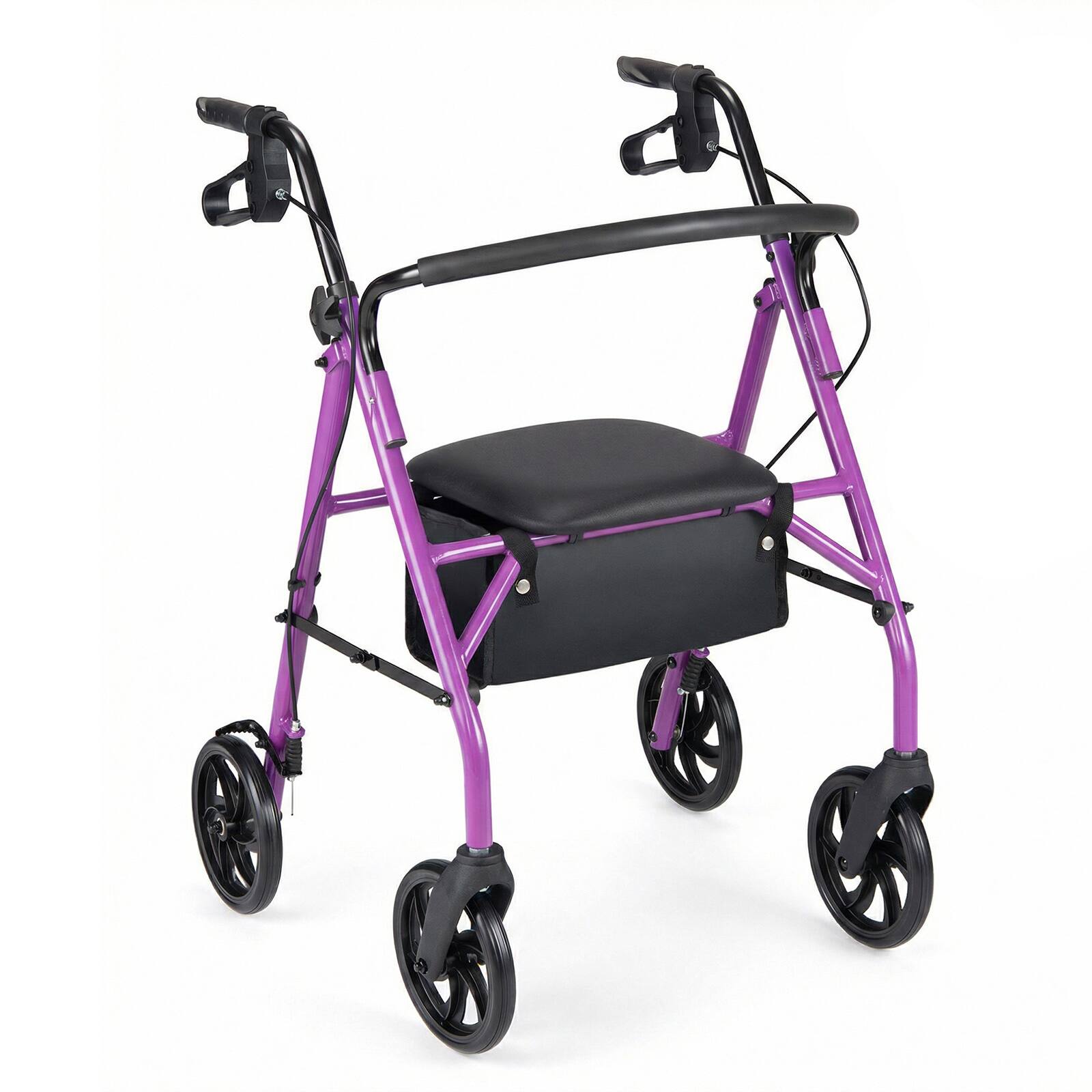 Alt View 9. Costway - Costway Rollator Walker with Seat, Height Adjustable Handles, Storage Basket for Seniors - Purple.
