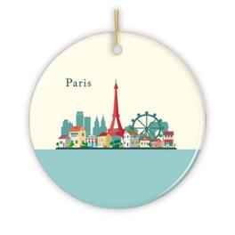 OrnamentallyYou - Paris Christmas Ornament Landmarks in France Illustration - Multi-colored