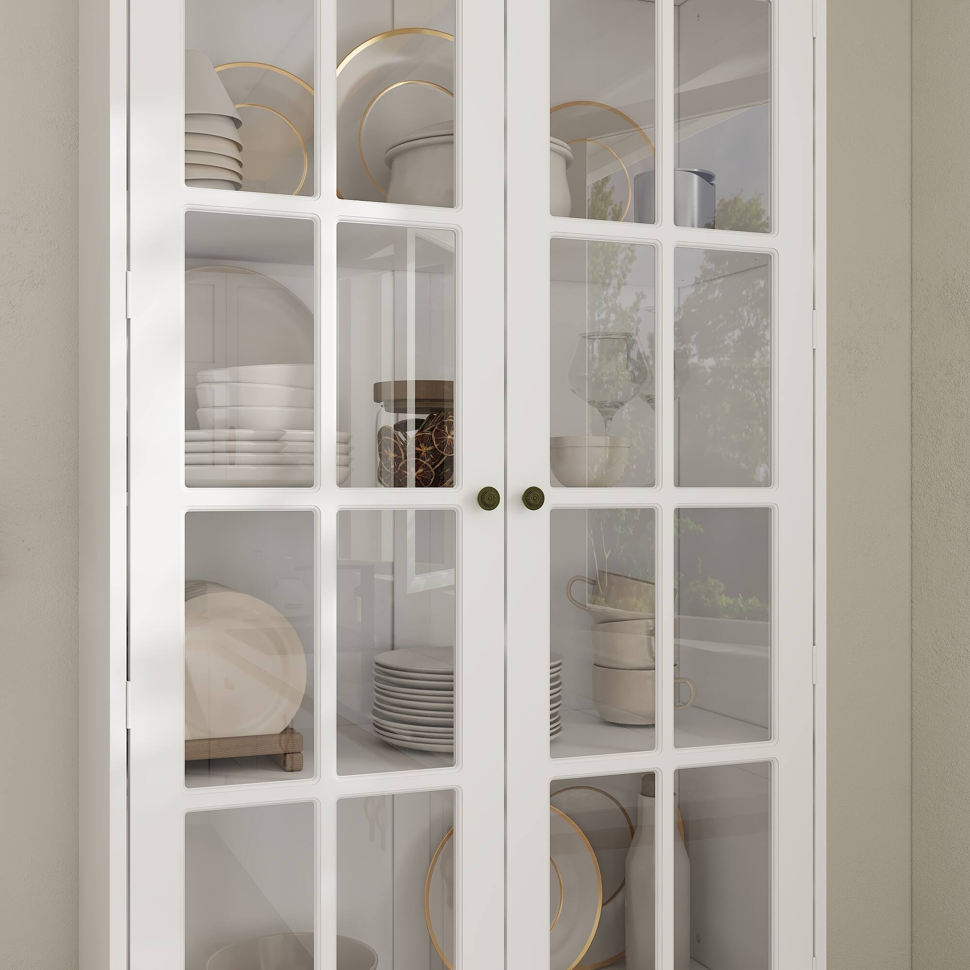 Alt View 10. Famapy - Famapy Large Glass - Door Display Cabinet Set for Living Room & Dining Area - White.