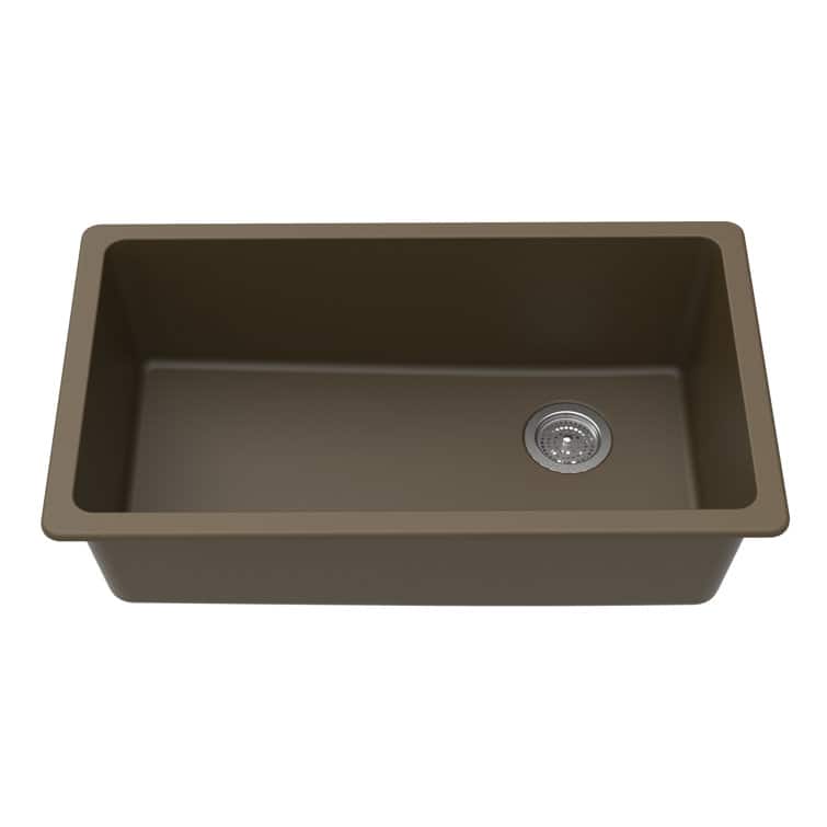 Front. Winpro - Winpro Undermount Granite Composite 0 Faucet Hole 33 in. L x 18-3/4 in. L x 9-1/2 in. Single Bowl Kitchen Sink in Mocha - Mocha.