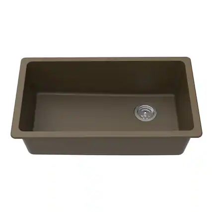 Front. Winpro - Winpro Undermount Granite Composite 0 Faucet Hole 33 in. L x 18-3/4 in. L x 9-1/2 in. Single Bowl Kitchen Sink in Mocha - Mocha.