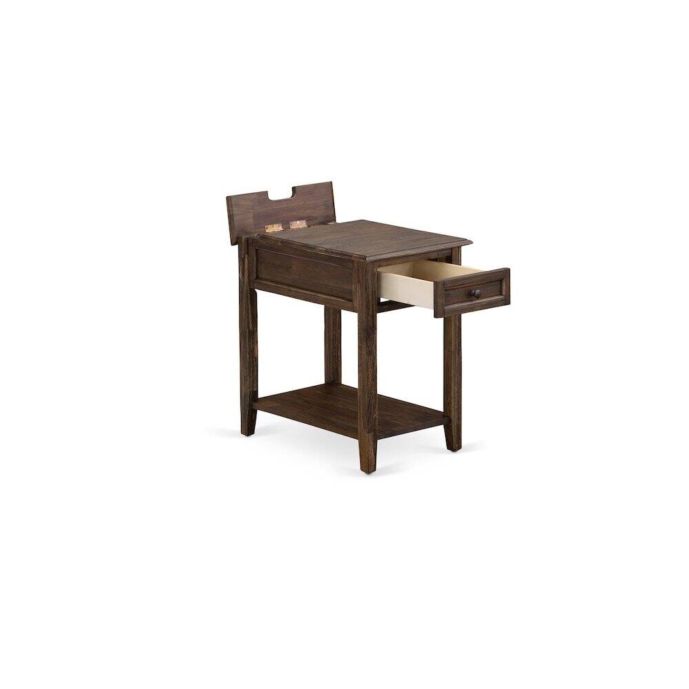 Back. East West Furniture - East West Furniture DE-07-ET Mid Century Night Stand with 1 Wood Drawer, Stable and Sturdy Constructed - Distressed - Distressed Jacobean.