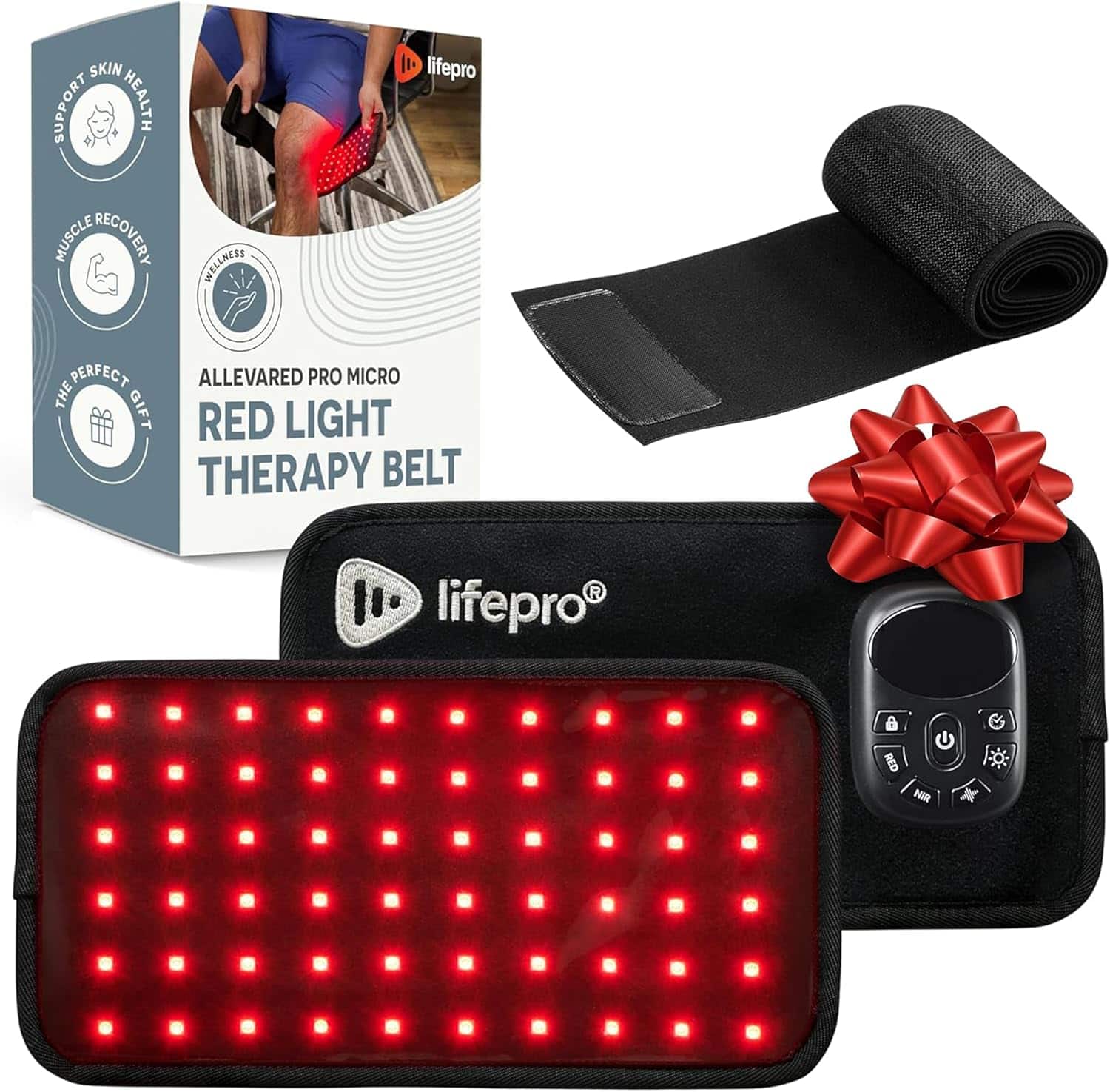 LifePro - Red Light Therapy Belt 660nm 850nm Infrared Red Light Therapy for Body Back and Shoulder - Micro Rechargeable